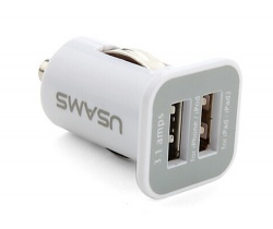 USAMS 3.1A Dual USB Car Charger - White
